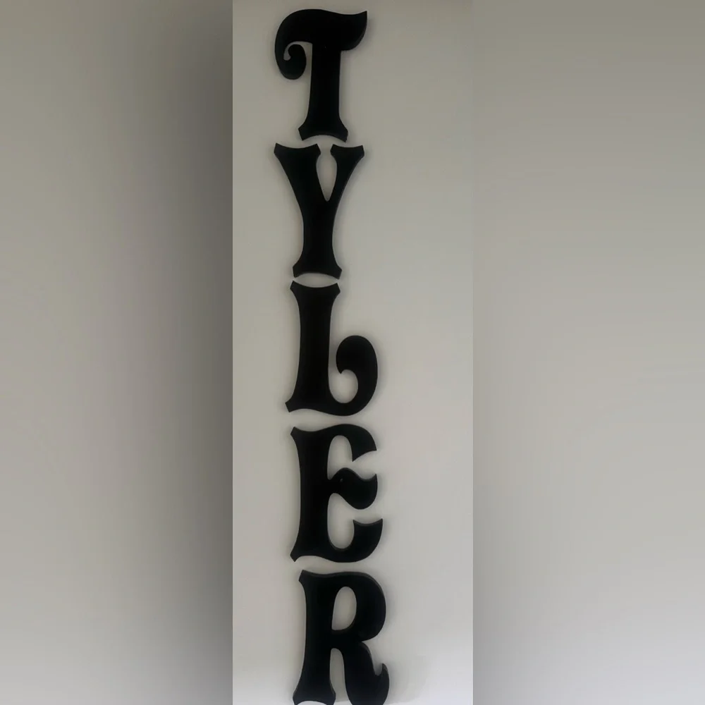 Wood wall letters home decor name sign black, 7.5”